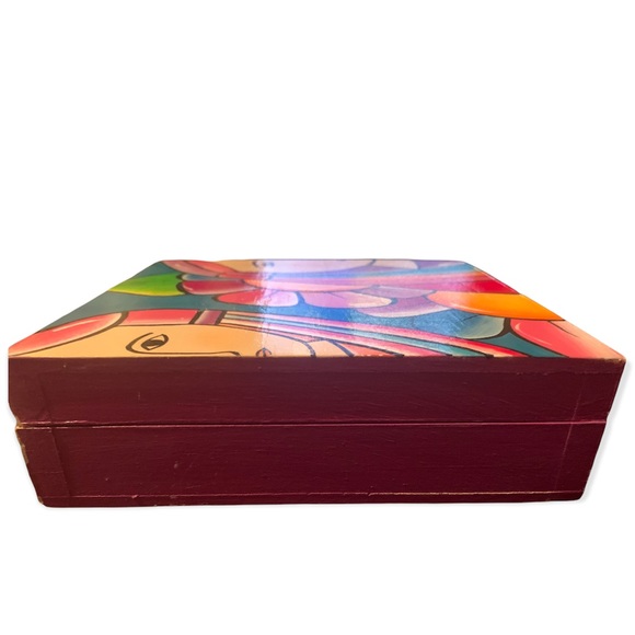 5/25$ ⭐️Hand Painted Wooden Square Box from El Salvador - Picture 4 of 6